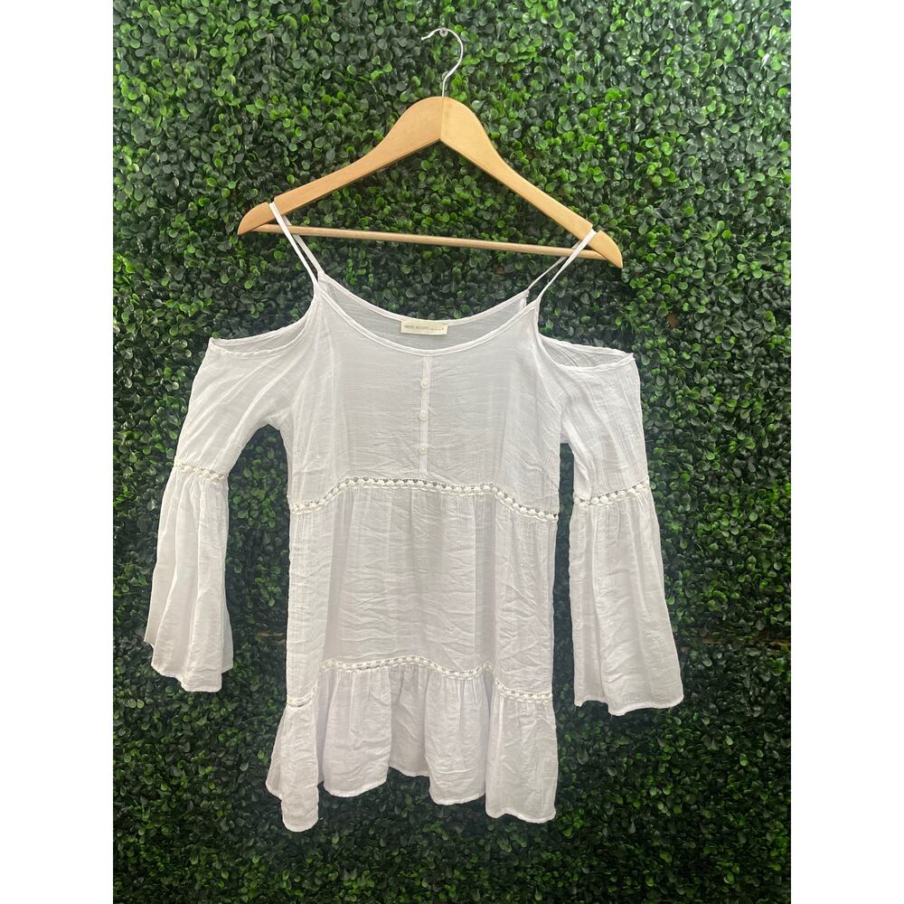 Haute Society, White Open shoulder Long Sleeve Blouse Women’s Size S